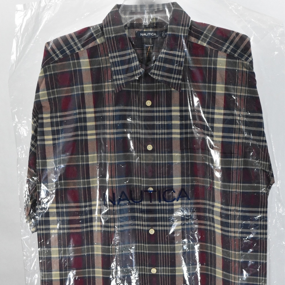 Nautica Mens Madras Short Sleeve Button Down XXL